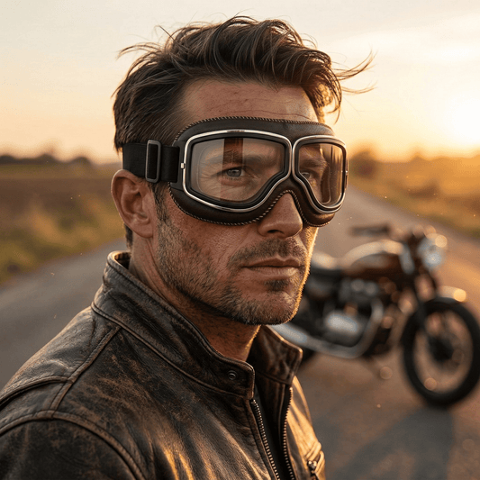 OTG Vintage Motorcycle Gogglese🕶️ - Fits Over Prescription Glasses, Soft Padded Retro Riding Glasses with Anti-Slip Strap & UV400
