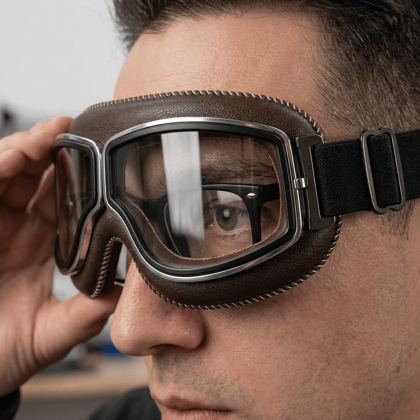OTG Vintage Motorcycle Gogglese🕶️ - Fits Over Prescription Glasses, Soft Padded Retro Riding Glasses with Anti-Slip Strap & UV400
